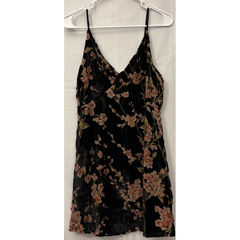 Whimsigoth Babydoll Slip‎ Dress Women  Black Floral Lined Fairy Goth Coquette S